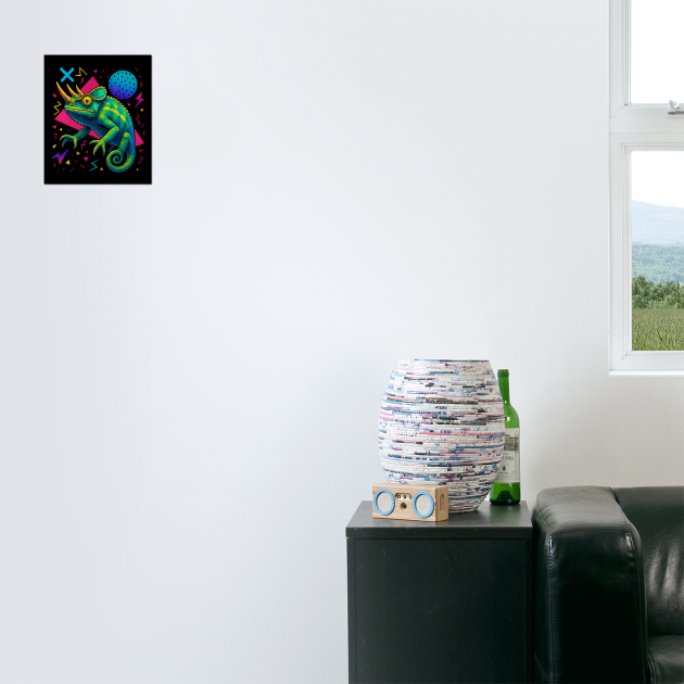 Retro Neon Jacksons Chameleon by Reptiq's Store